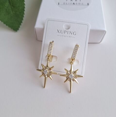 KUTUP YILDIZI XUPİNG KÜPE 14 AYAR ALTIN RENGİ