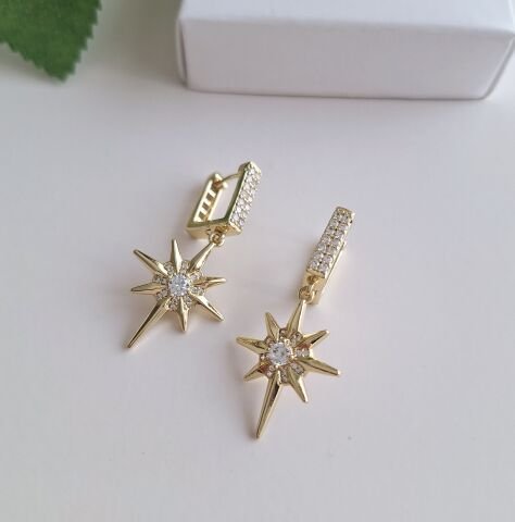 KUTUP YILDIZI XUPİNG KÜPE 14 AYAR ALTIN RENGİ