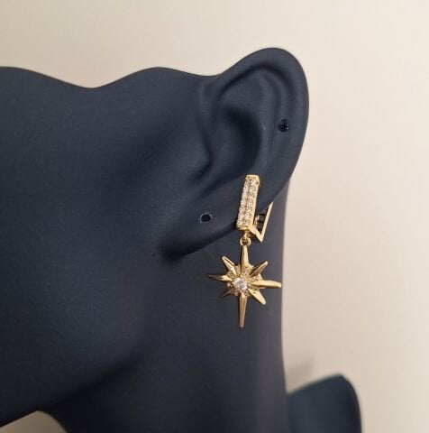 KUTUP YILDIZI XUPİNG KÜPE 14 AYAR ALTIN RENGİ