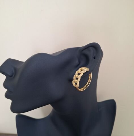 14 K ALTIN RENGİ TAŞLI XUPİNG HALKA KÜPE