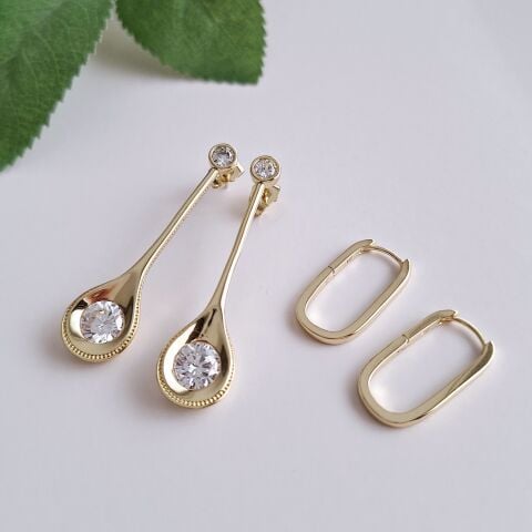 14 K ALTIN RENGİ XUPİNG  KÜPE 2 Çift ( 4 Adet)