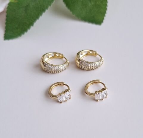 14 K ALTIN RENGİ XUPİNG  KÜPE 2 Çift ( 4 Adet)