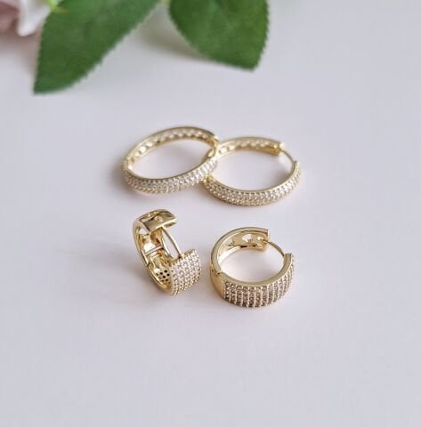 14 K ALTIN RENGİ XUPİNG TAŞLI KÜPE 2 Çift ( 4 Adet)