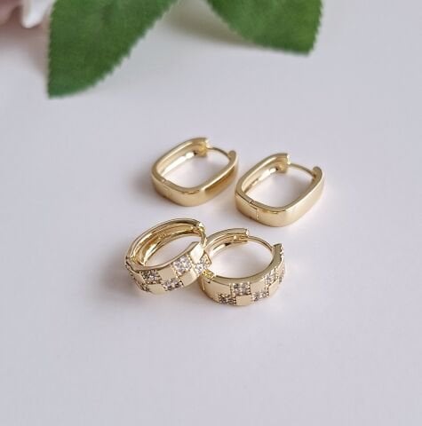 14 K ALTIN RENGİ XUPİNG KÜPE 2 Çift ( 4 Adet)