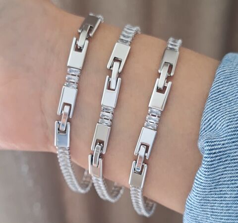 XUPİNG GÜMÜŞ RENK BAGET MODEL SUYOLU BİLEKLİK