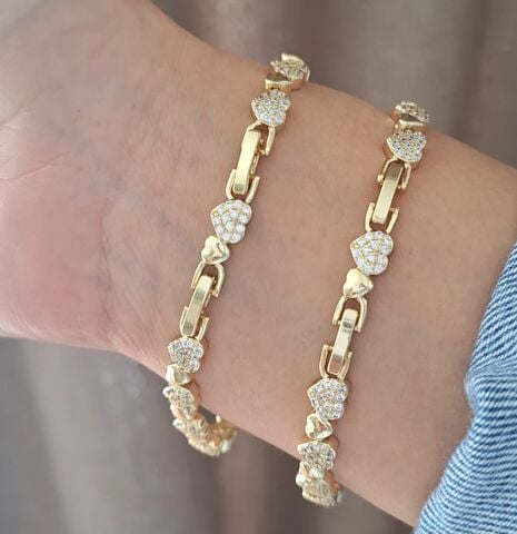 XUPİNG KALPLİ BİLEKLİK 14 K ALTIN RENGİ