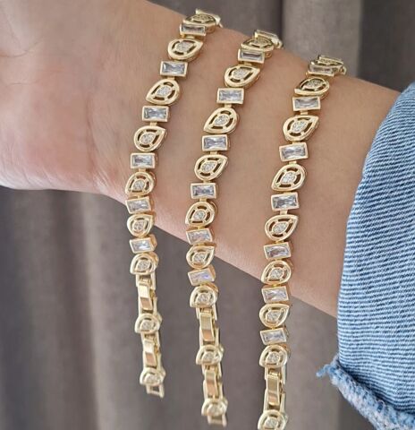 14 AYAR ALTIN RENGİ TAŞLI XUPİNG BİLEKLİK