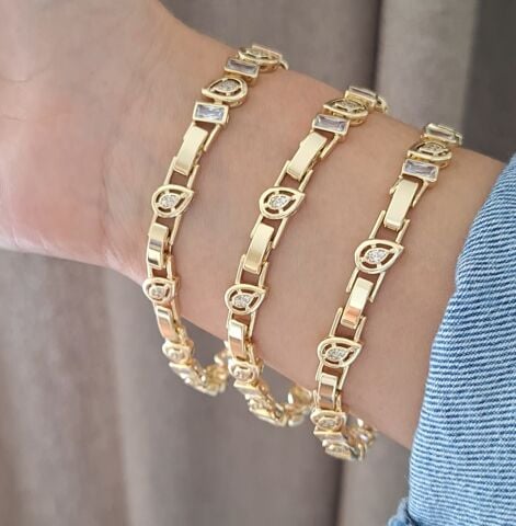 14 AYAR ALTIN RENGİ TAŞLI XUPİNG BİLEKLİK