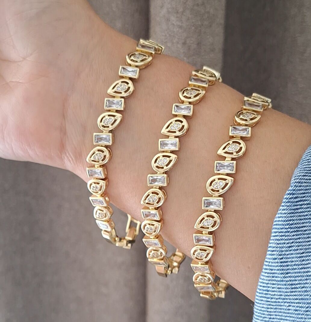 14 AYAR ALTIN RENGİ TAŞLI XUPİNG BİLEKLİK