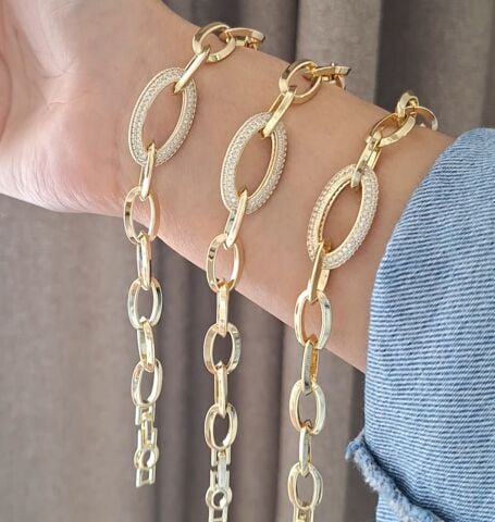 GOLD RENK TAŞLI XUPİNG BİLEKLİK