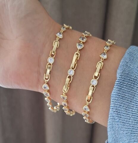 GOLD RENK TAŞLI XUPİNG BİLEKLİK