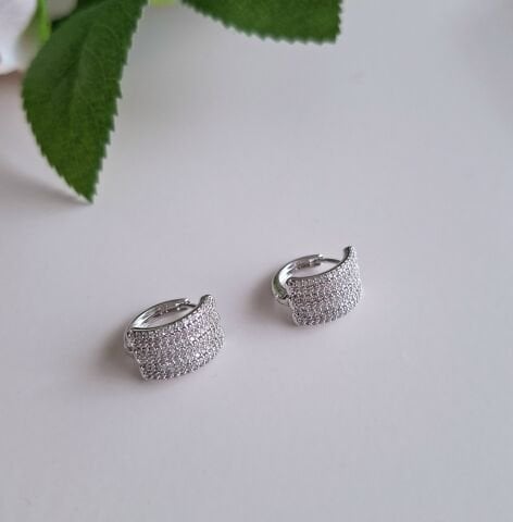 GÜMÜŞ RENK TAŞLI XUPİNG KÜPE