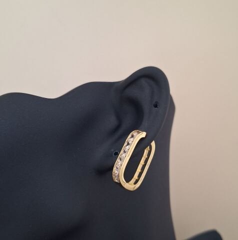 14 AYAR ALTIN RENGİ TAŞLI XUPİNG KÜPE