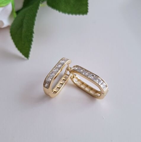 14 AYAR ALTIN RENGİ TAŞLI XUPİNG KÜPE