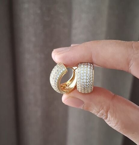 14 AYAR ALTIN RENGİ TAŞLI XUPİNG KÜPE