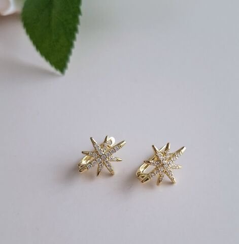 14 AYAR ALTIN RENGİ KUTUP YILDIZI XUPİNG KÜPE