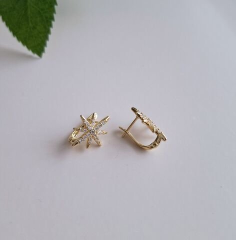 14 AYAR ALTIN RENGİ KUTUP YILDIZI XUPİNG KÜPE