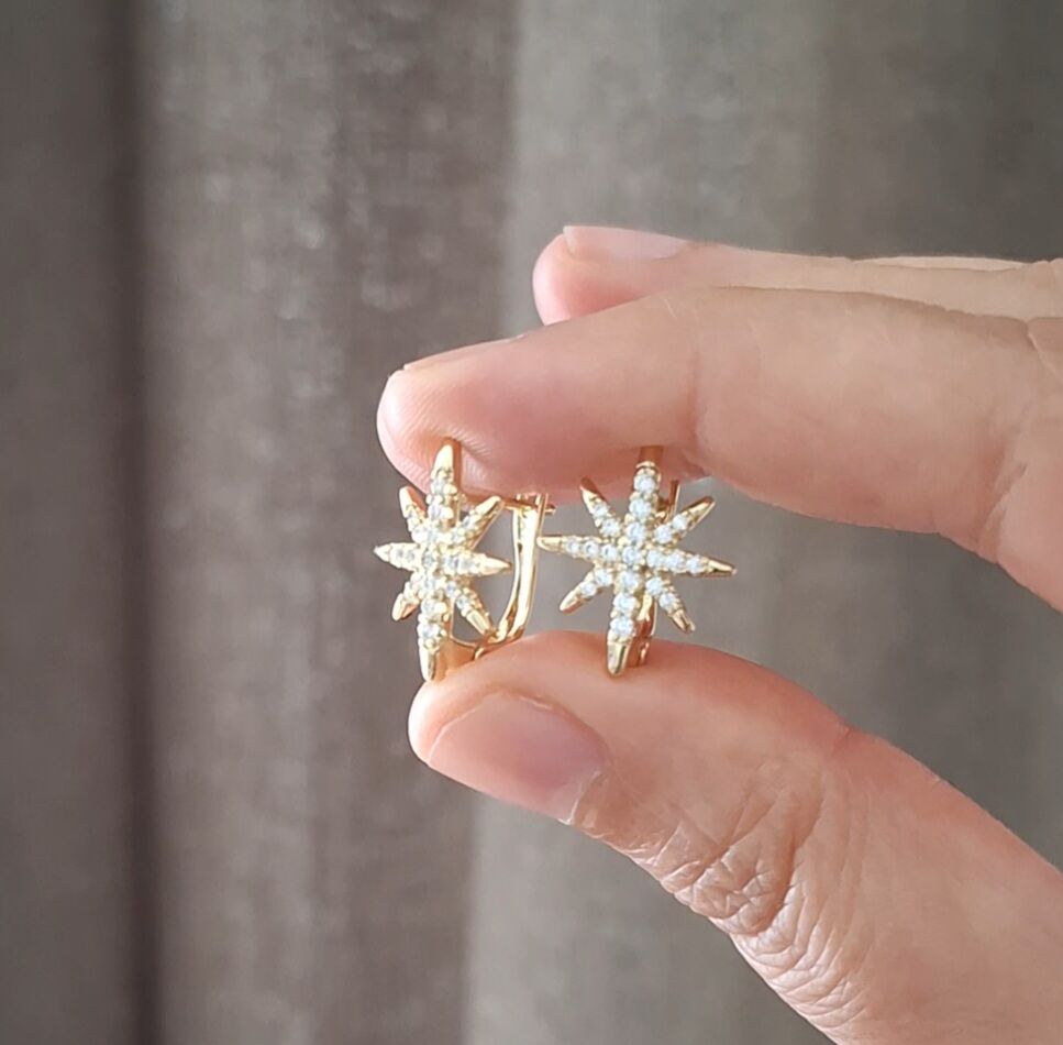 14 AYAR ALTIN RENGİ KUTUP YILDIZI XUPİNG KÜPE