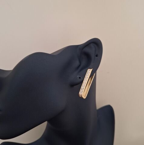 14 AYAR ALTIN RENGİ TAŞLI XUPİNG KÜPE