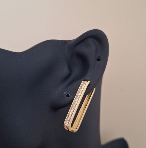 14 AYAR ALTIN RENGİ TAŞLI XUPİNG KÜPE