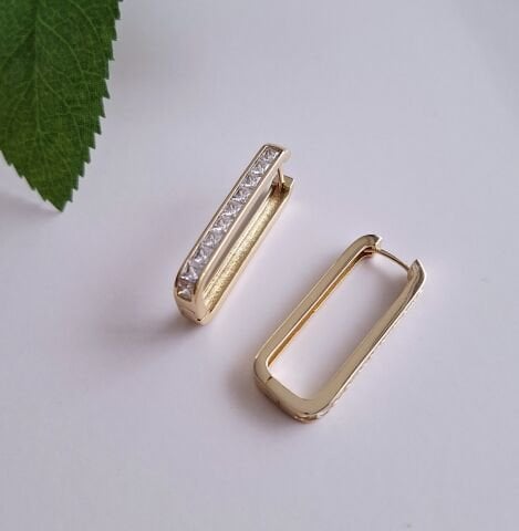 14 AYAR ALTIN RENGİ TAŞLI XUPİNG KÜPE