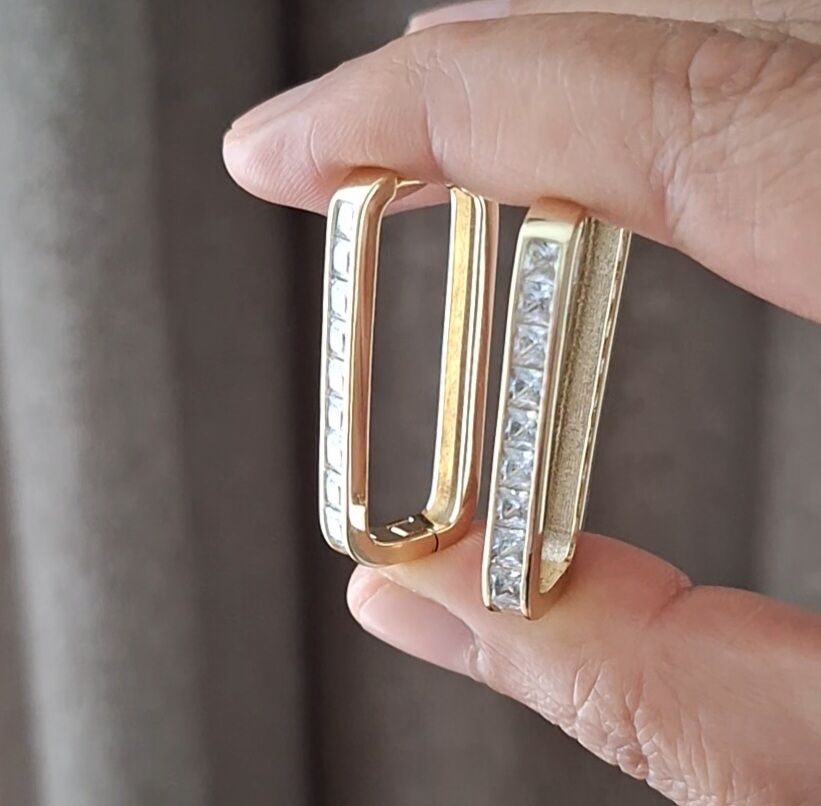 14 AYAR ALTIN RENGİ TAŞLI XUPİNG KÜPE