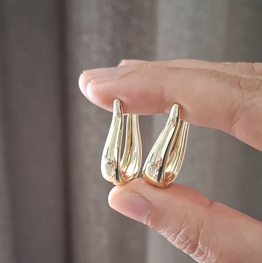 14 AYAR ALTIN RENGİ TAŞSIZ XUPİNG KÜPE