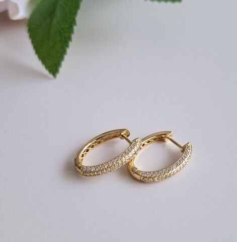 14 AYAR ALTIN RENGİ TAŞLI XUPİNG KÜPE