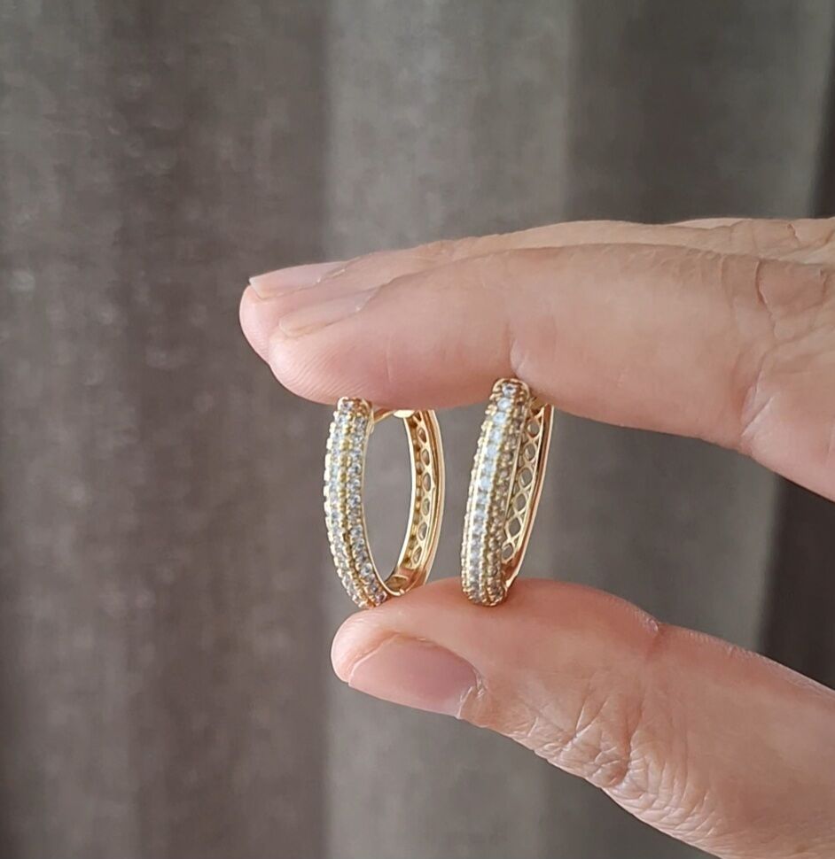 14 AYAR ALTIN RENGİ TAŞLI XUPİNG KÜPE