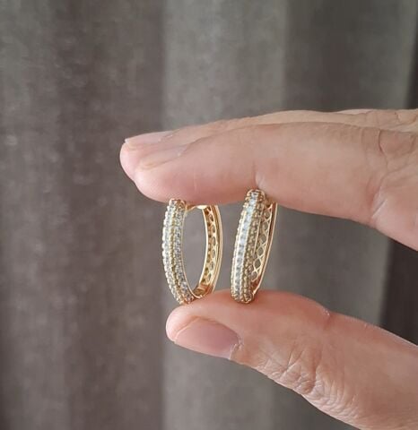 14 AYAR ALTIN RENGİ TAŞLI XUPİNG KÜPE