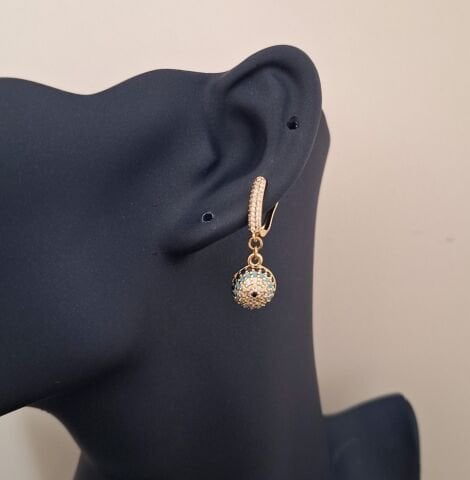 NAZAR BONCUKLU XUPİNG KÜPE 14 AYAR ALTIN RENGİ