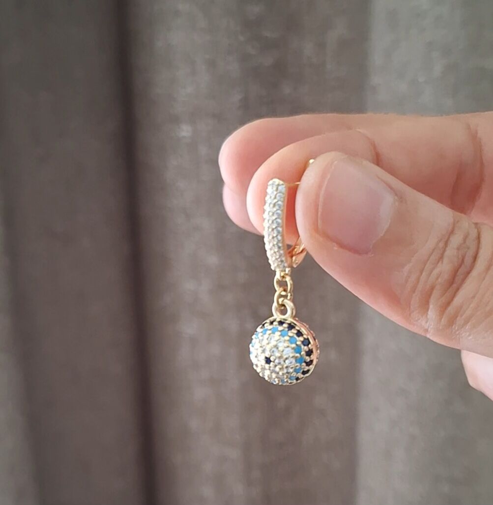 NAZAR BONCUKLU XUPİNG KÜPE 14 AYAR ALTIN RENGİ