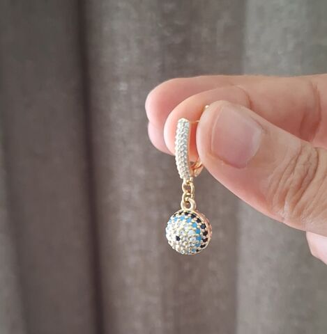 NAZAR BONCUKLU XUPİNG KÜPE 14 AYAR ALTIN RENGİ