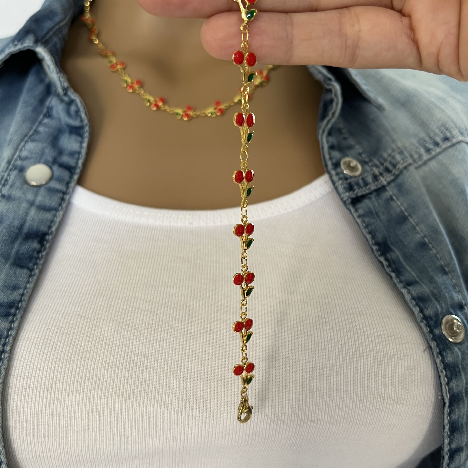 KİRAZ ÇELİK KOLYE-BİLEKLİK TAKIMI