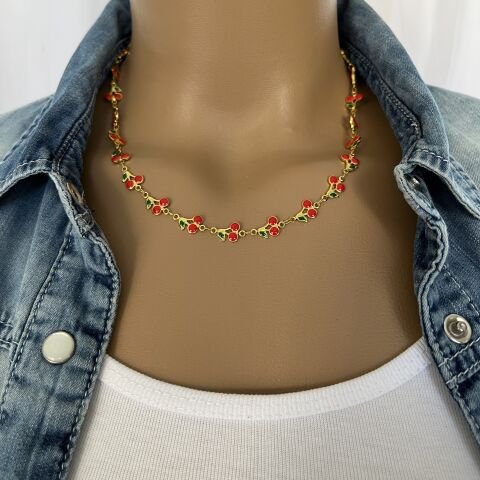 KİRAZ ÇELİK KOLYE-BİLEKLİK TAKIMI