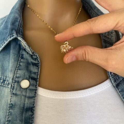 KUĞU ÇELİK KOLYE GOLD RENK