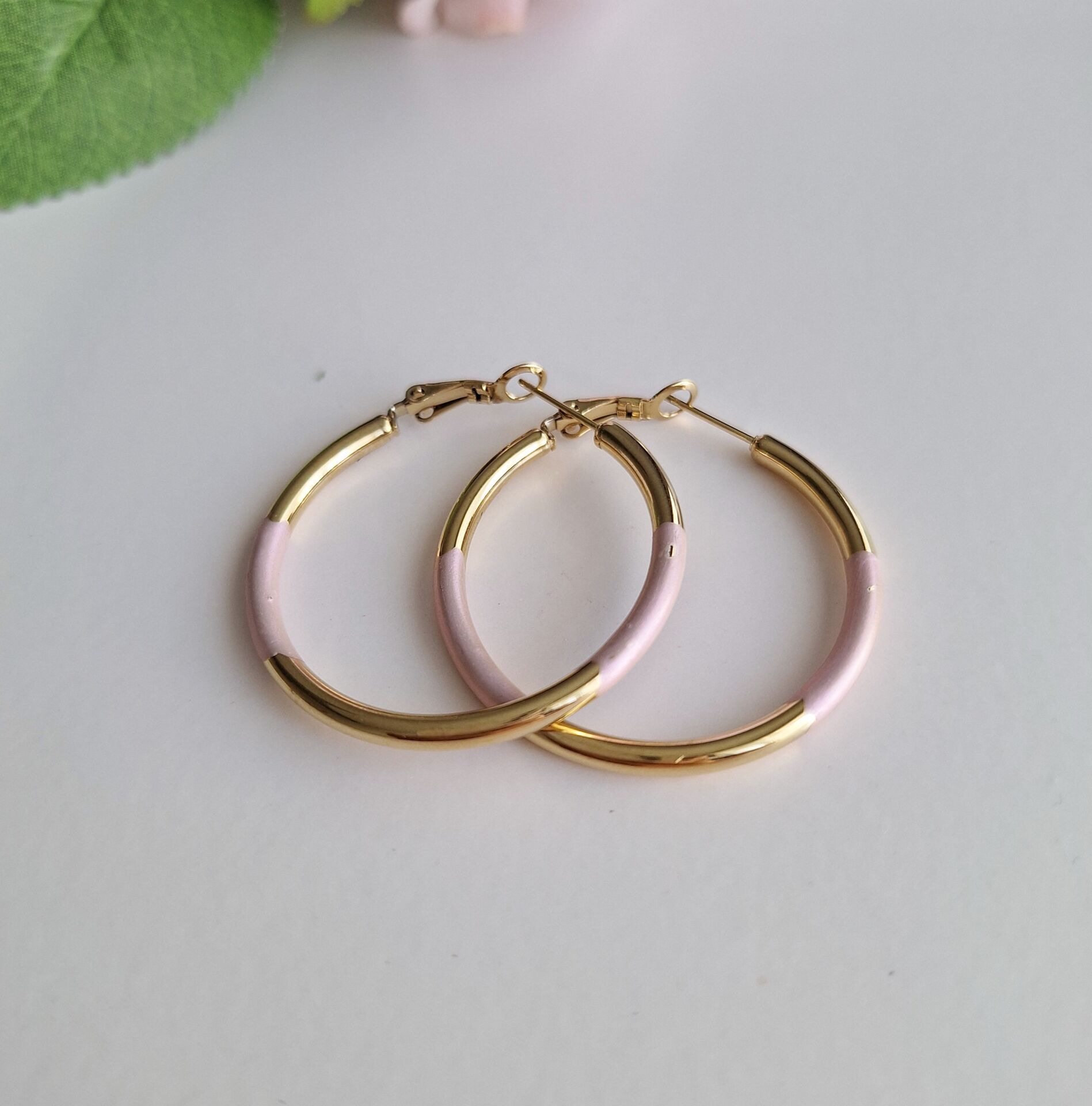 PEMBE-GOLD ÇELİK BÜYÜK BOY HALKA KÜPE