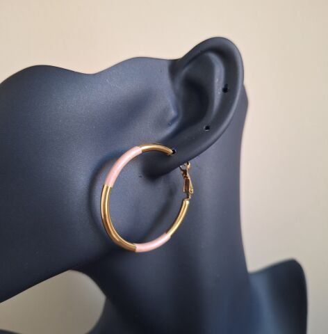 PEMBE-GOLD ÇELİK BÜYÜK BOY HALKA KÜPE