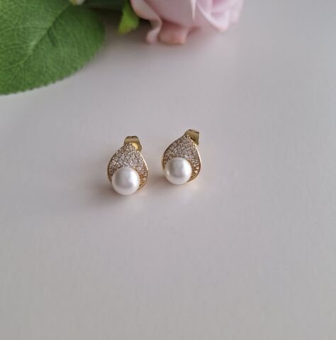 14 AYAR ALTIN RENGİ XUPİNG TAŞLI KÜPE