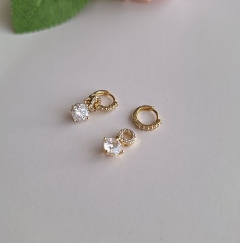 14 AYAR ALTIN RENGİ XUPİNG TAŞLI KÜPE MİNİ BOY