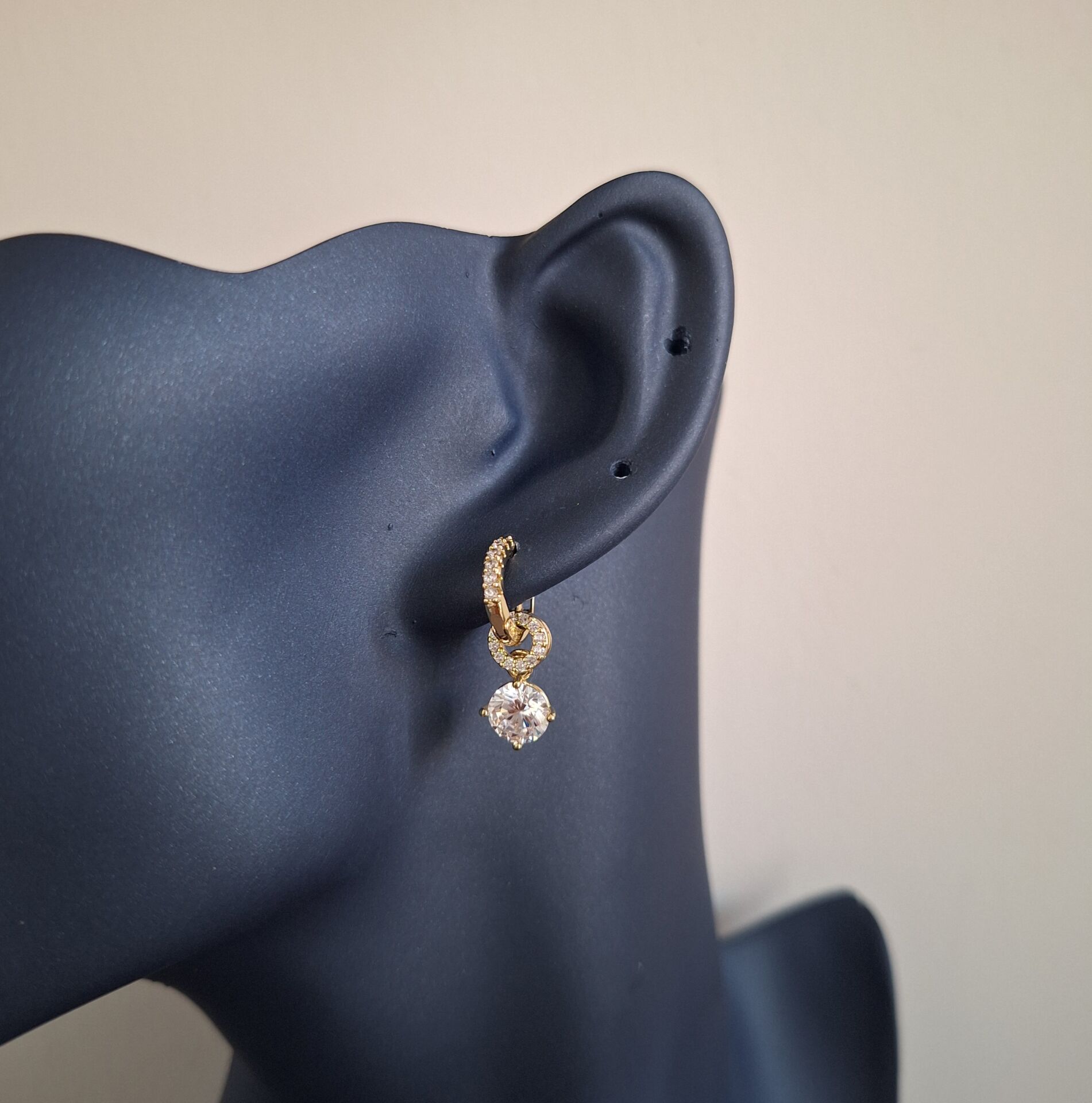 14 AYAR ALTIN RENGİ XUPİNG TAŞLI KÜPE MİNİ BOY