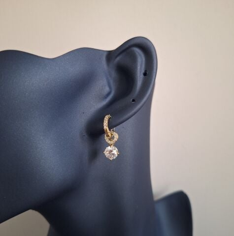 14 AYAR ALTIN RENGİ XUPİNG TAŞLI KÜPE MİNİ BOY