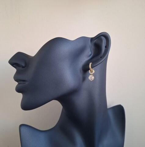 14 AYAR ALTIN RENGİ XUPİNG TAŞLI KÜPE MİNİ BOY