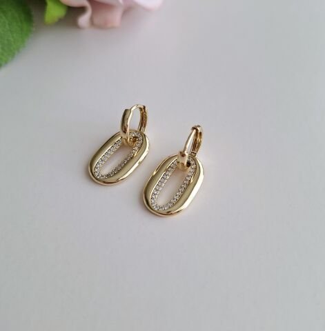 14 AYAR ALTIN RENGİ XUPİNG TAŞLI KÜPE