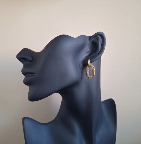 14 AYAR ALTIN RENGİ XUPİNG TAŞLI KÜPE