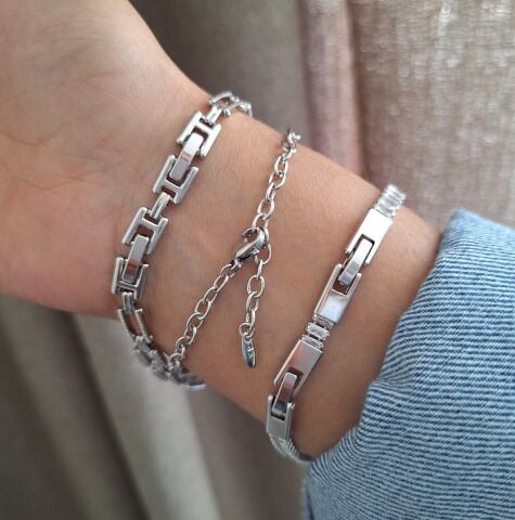 GÜMÜŞ RENK 3'LÜ KOMBİN XUPİNG BİLEKLİK