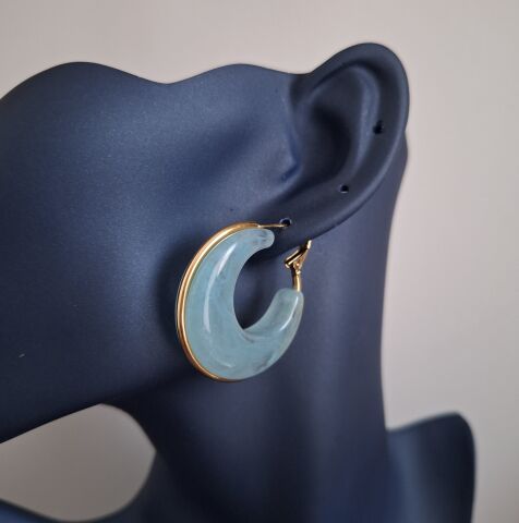 MAVİ-GOLD BÜYÜK BOY ÇELİK KÜPE