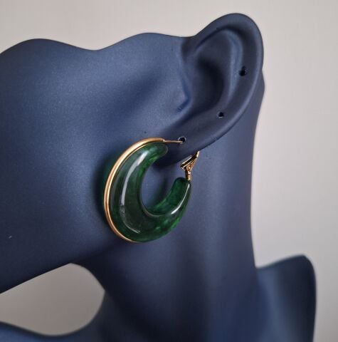 GOLD-YEŞİL ÇELİK KÜPE BÜYÜK BOY