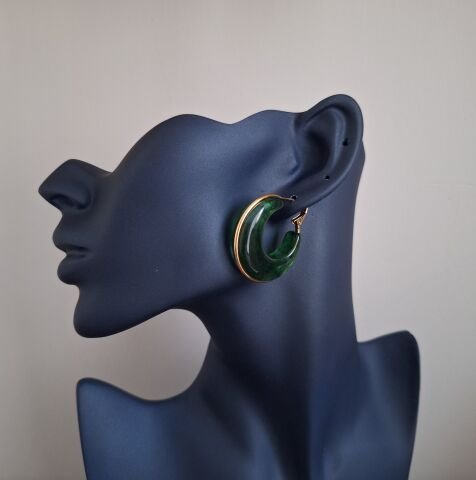 GOLD-YEŞİL ÇELİK KÜPE BÜYÜK BOY