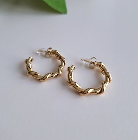 14 AYAR ALTIN RENGİ XUPİNG KÜPE